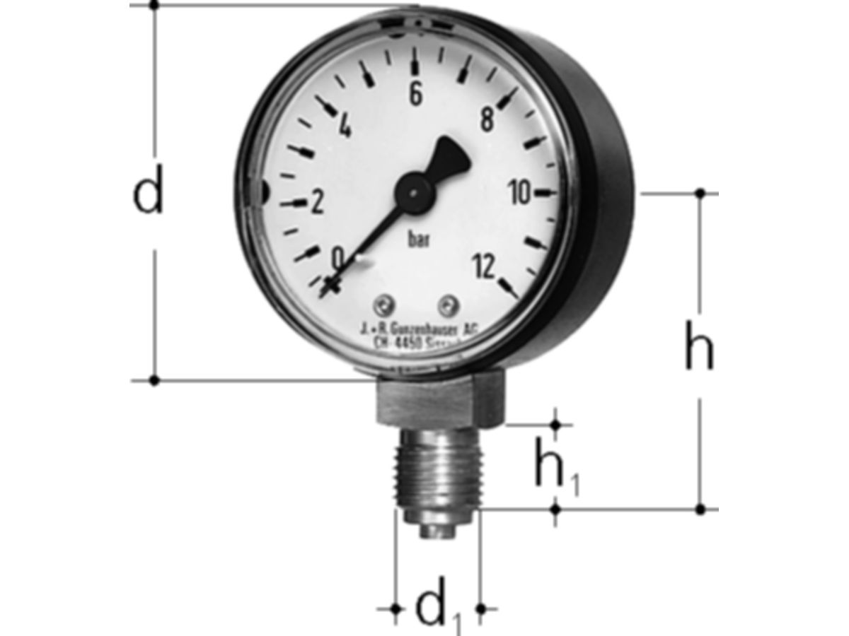 Manometer JRG DM50 1/4"-12 Bar