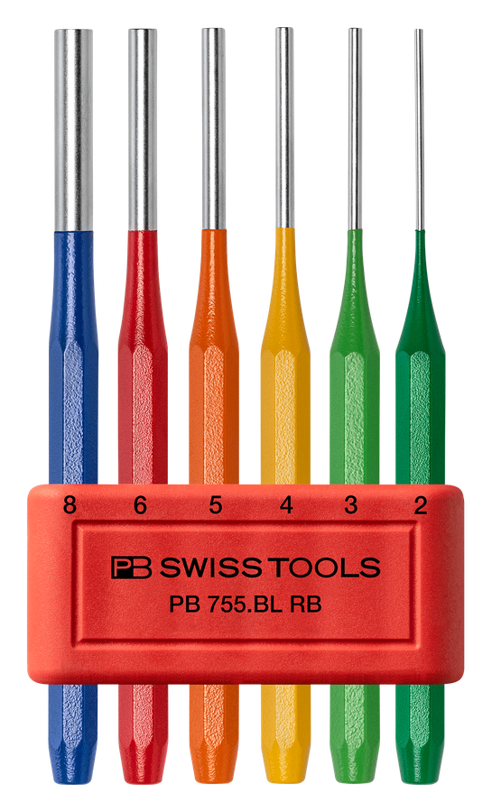 Splintentreiberset PB 755BL Achtkant - 6-tlg. farbig pulverbeschichtet