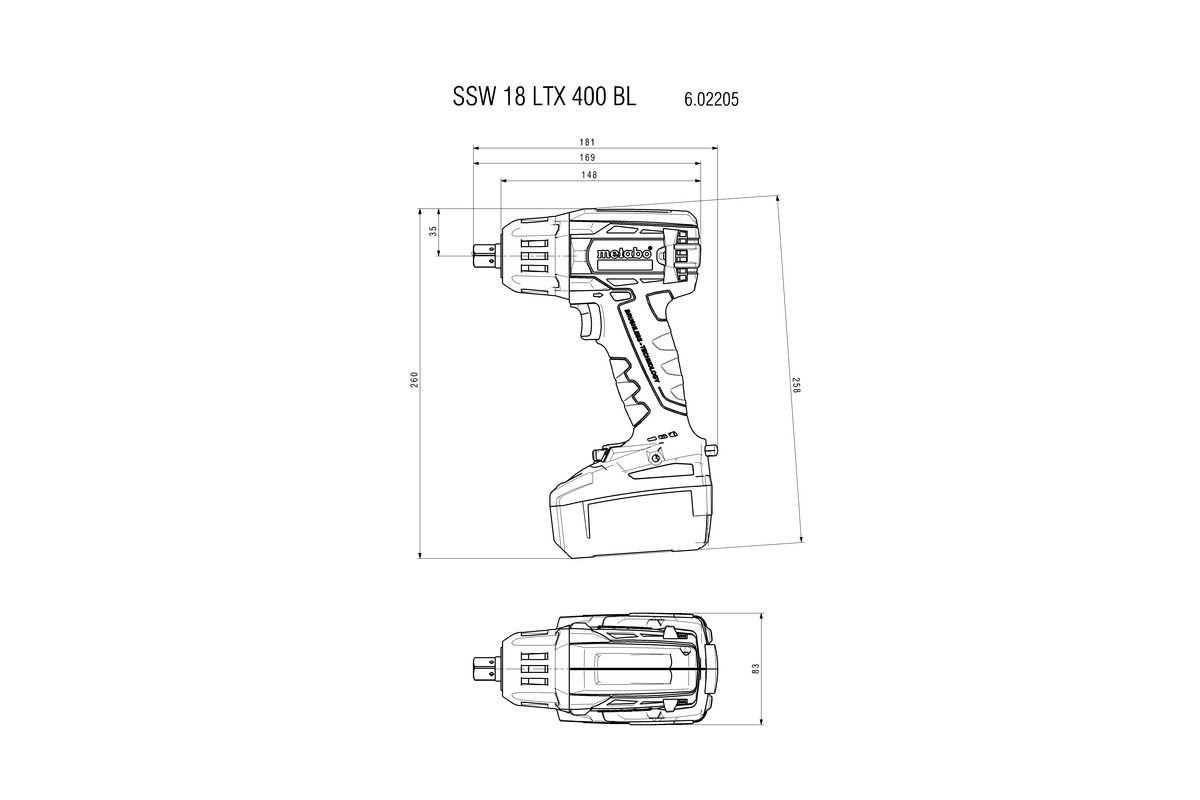 Akku-Schlagschrauber M18 SSW 18 LTX400BL - im metaBOX, ohne Akku/Ladegerät Metabo