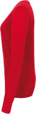 Damen-V-Pullover Prem.-Cotton XL rot - 100% Baumwolle