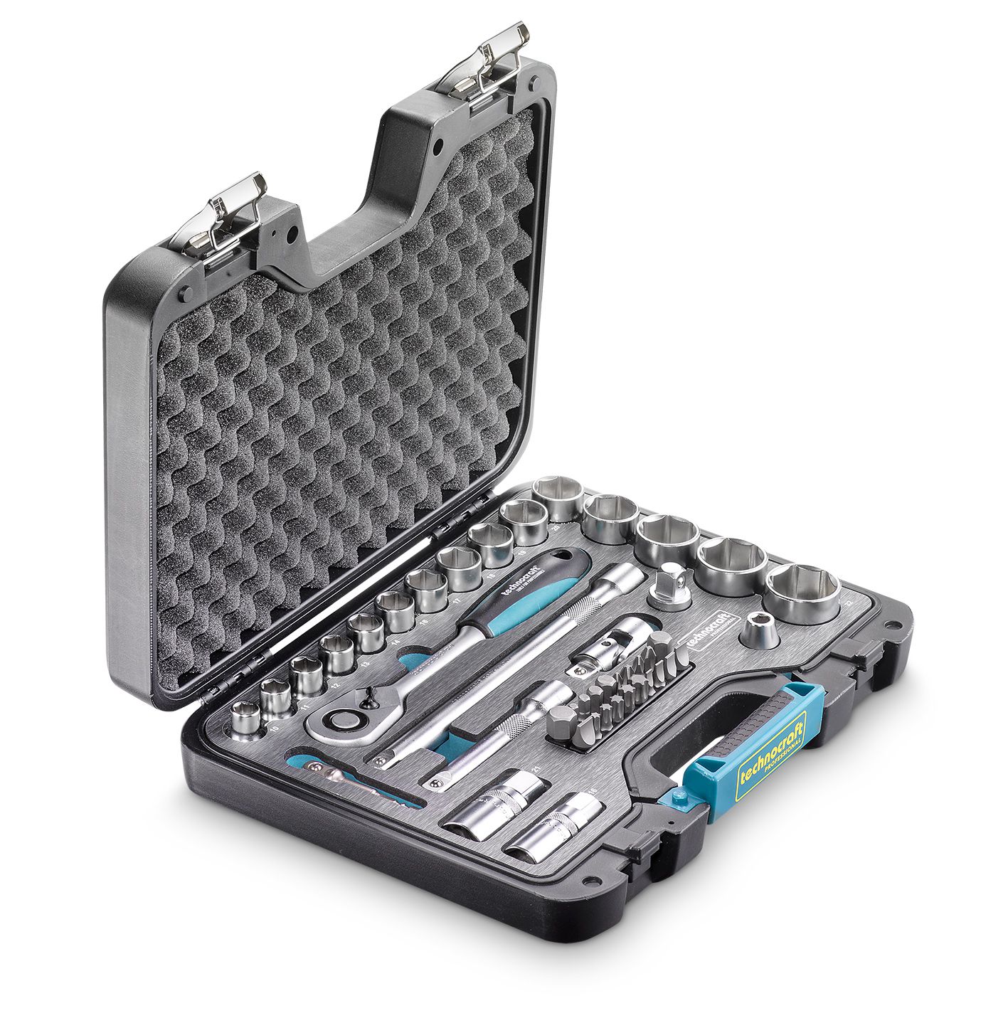 Steckschlüsselsatz, 1/2", 44-tlg - Kunststoff-Koffer,"technocraft Prof.