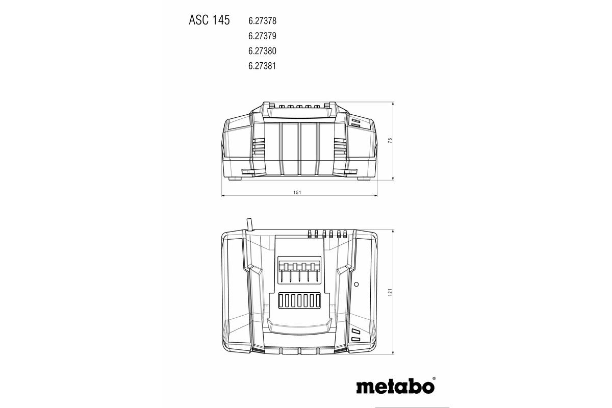 Schnellladegerät ASC 145, 12-36V - Air Cooled, Metabo