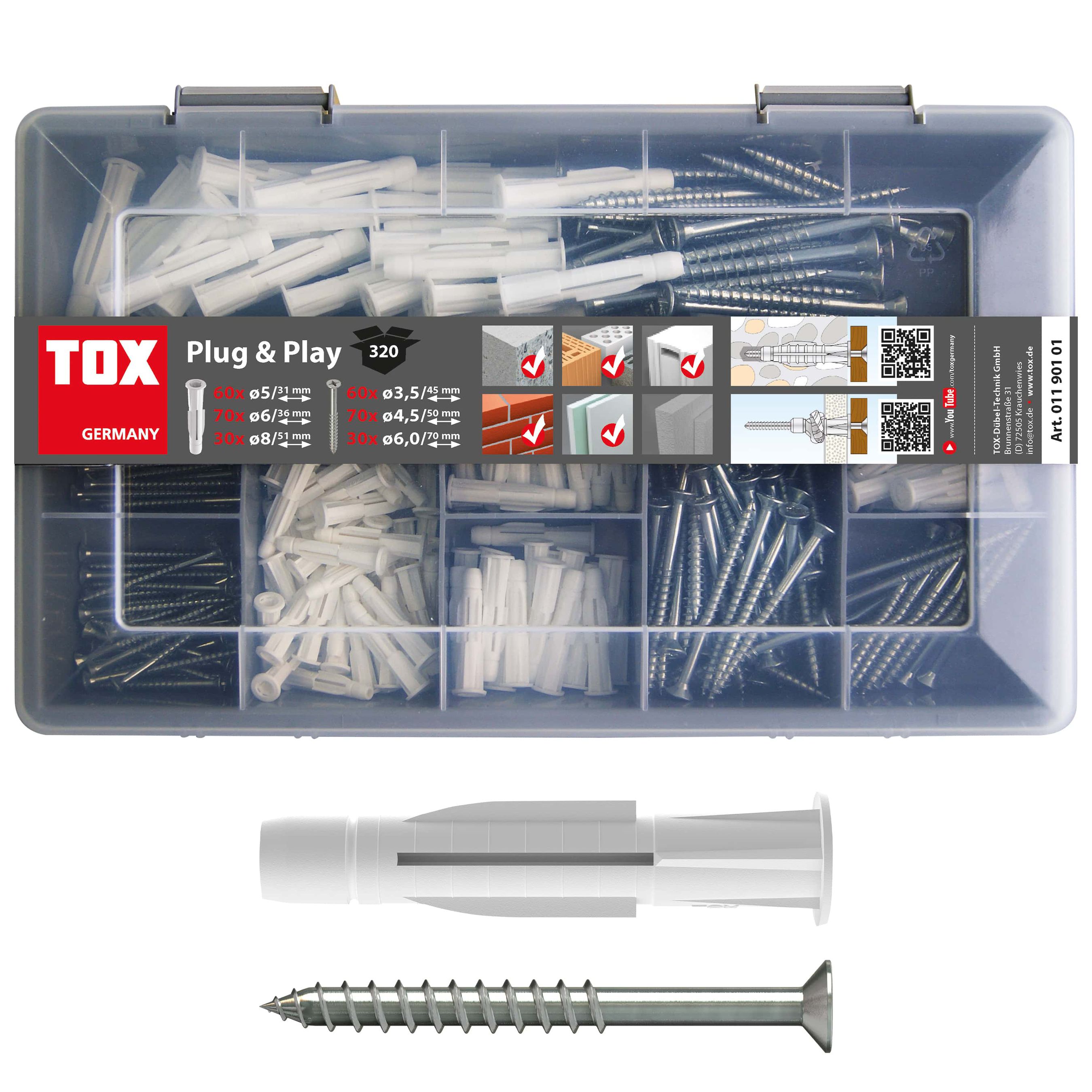 TOX Sortimentskoffer Plug & Play - Schrauben + Allzweckdübel Trika