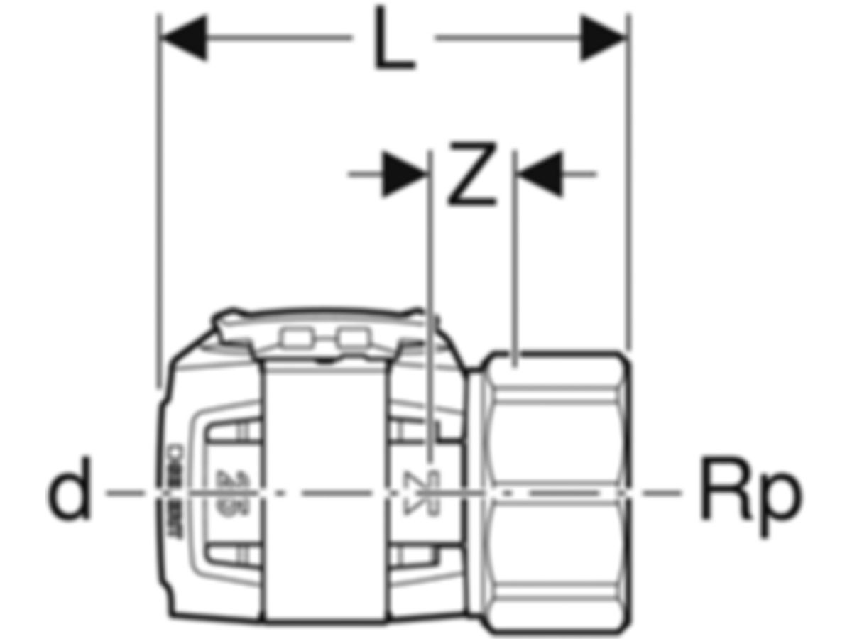 Übergänge mit Innengewinde 3/4" - GEBERIT FlowFit d Ø 16 mm / SW 32 mm