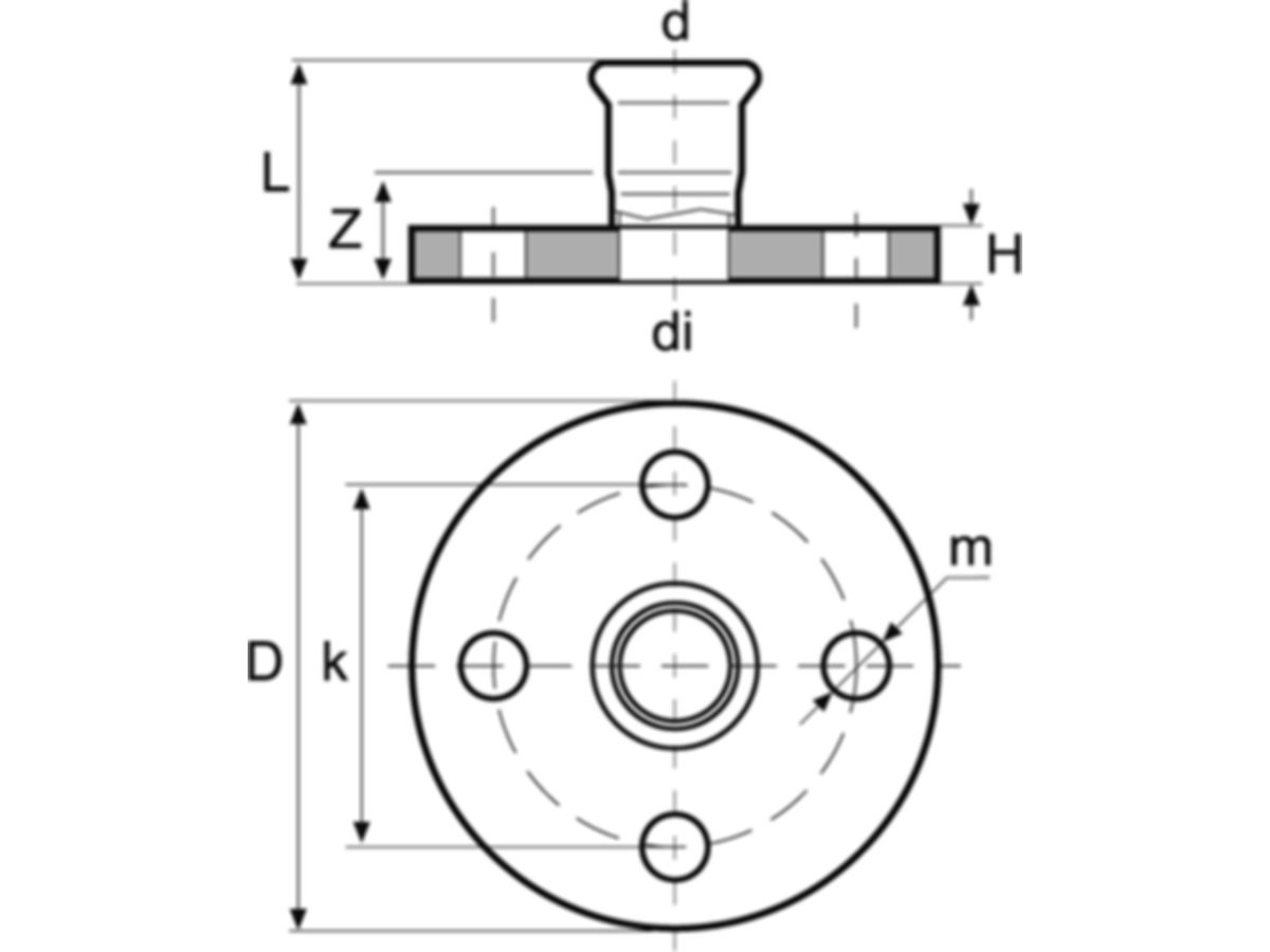 Flansch mit Muffe PN 6 - Eurotubi, C-Stahl