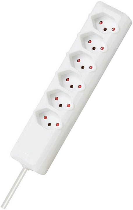 Steckdosenleiste ohne Schalter 6-fach - weiss T13