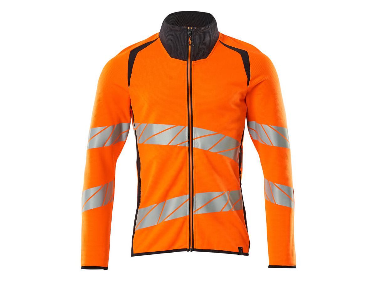 Sweatshirt mit Reissverschluss, Gr. XS - hi-vis orange/schwarzblau