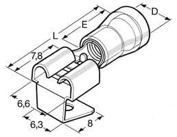 Flachsteckhülsen mit Abzweigung - BM 00198 rot 0.25 - 1.5 mm²