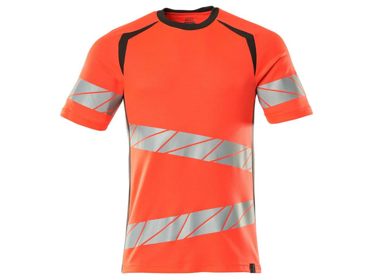 T-Shirt Premium zweifarbig, Gr. XLO - hi-vis rot/dunkelanthrazit