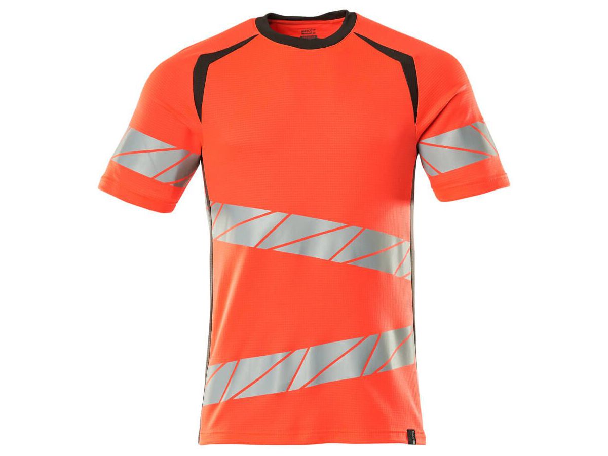 T-Shirt Premium zweifarbig, Gr. LO - hi-vis rot/dunkelanthrazit