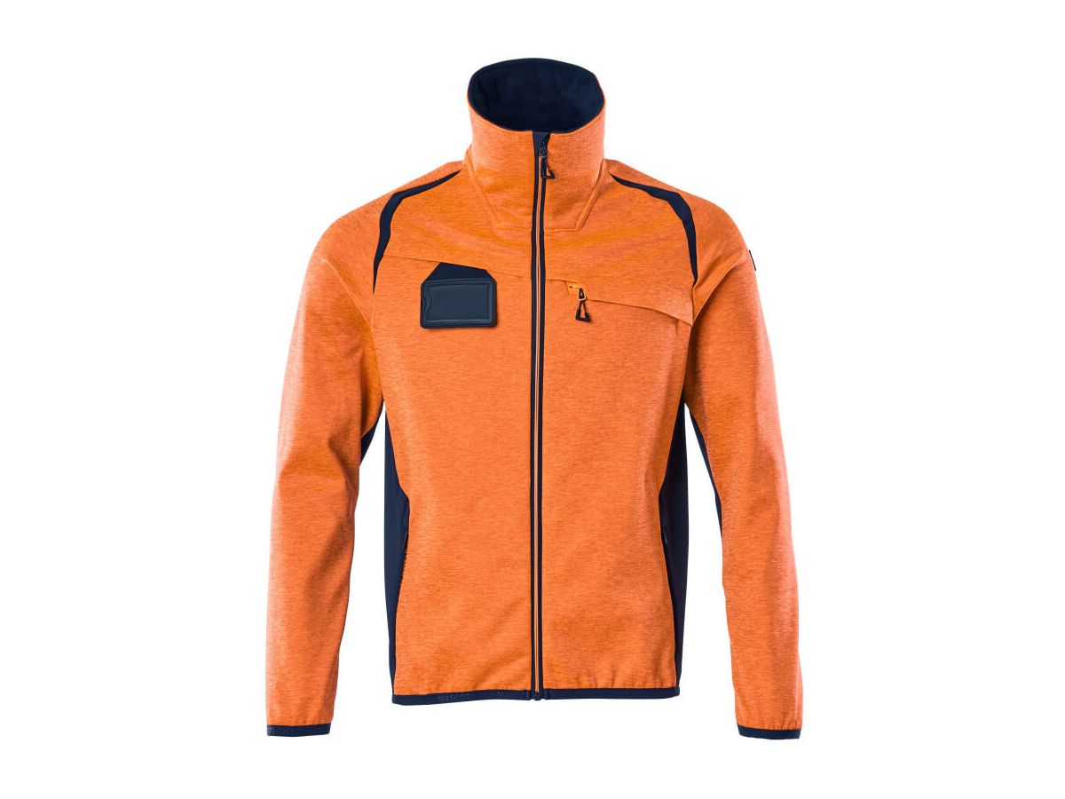 Fleecepullover mit Reissverschl. Gr. XL - hi-vis orange/schwarzblau, 94%PES/6% EL