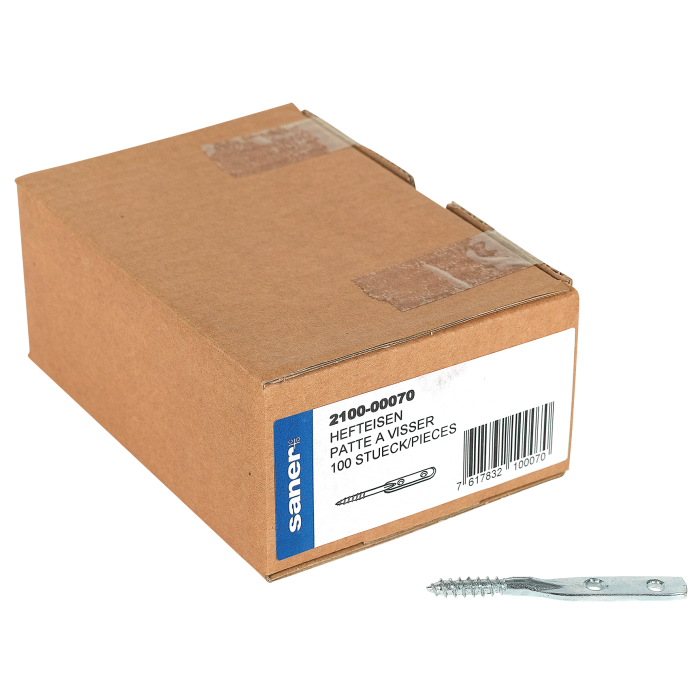 Hefteisen Ø 5 mm - mit 2 versenkten Löchern und Holzgewinde