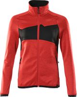 Fleecepullover mit Reissverschluss, 2XL - verkehrsrot/schwarz, Damenpassform