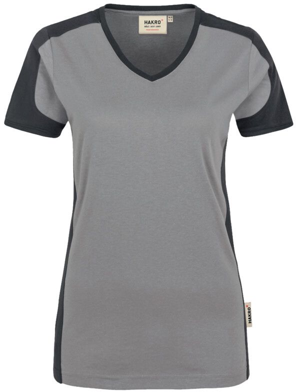 Damen-V-Shirt Contrast Performance - 50% Baumwolle, 50% Polyester, 160 g/m²