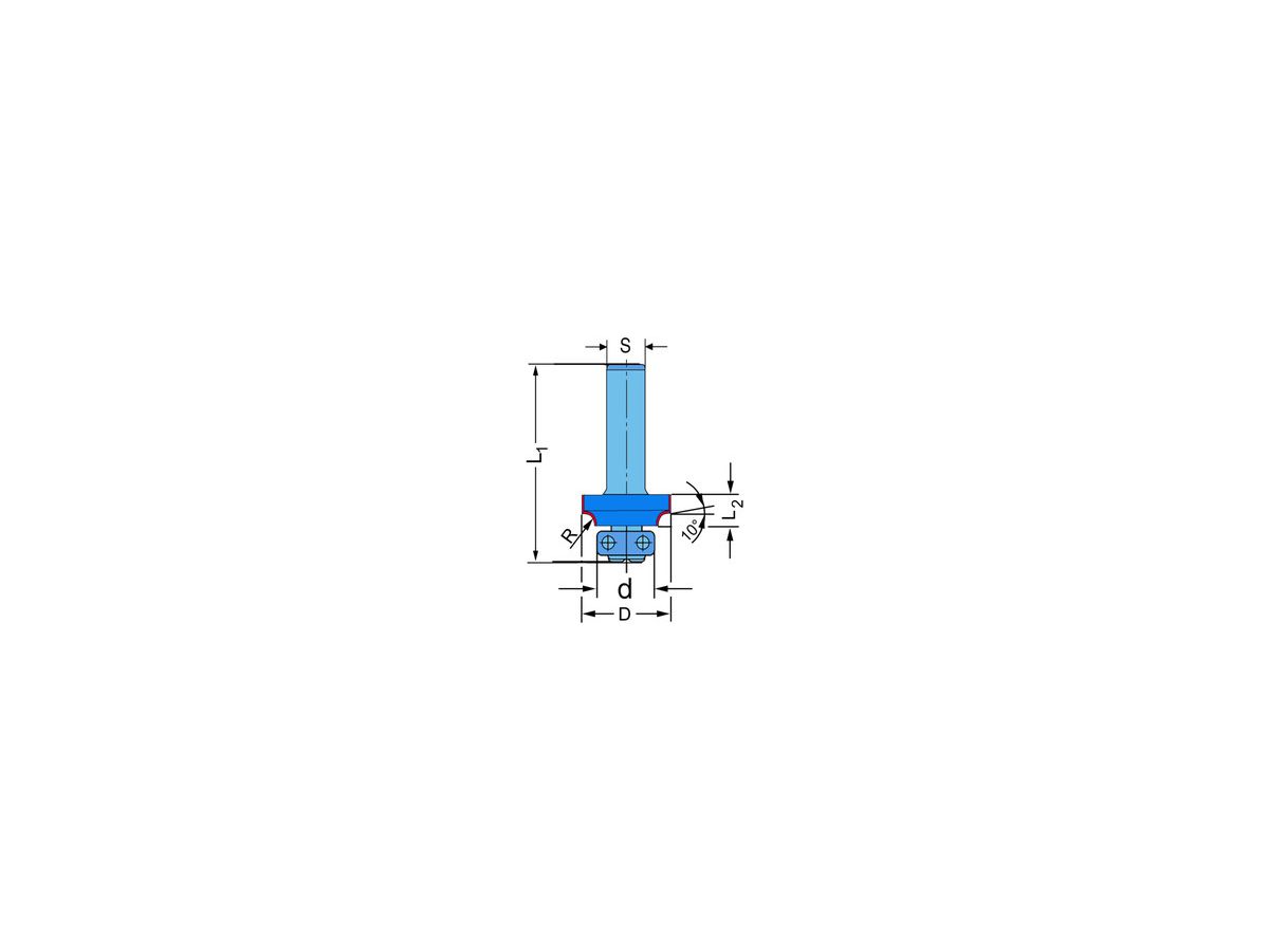 HM Abrundfräser 19x2.5x12mm/6.35mm - JSO Fräser für Oberfräse Nr. 23 432