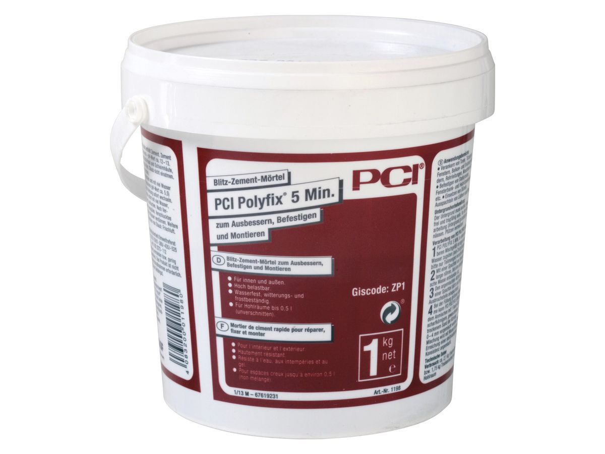 PCI Polyfix 5 Min. grau à 15 kg - Blitz-Zement-Mörtel