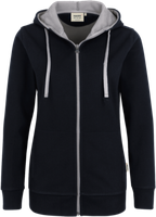Damen-Kapuzenjacke Bonded 2XL - schwarz/silber, 75% PES/25% CO