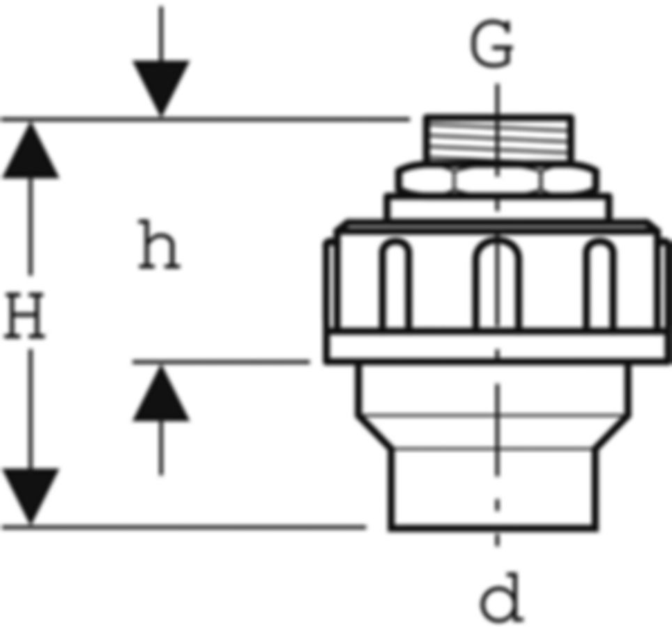 Geberit PE Stutzen mit Verschraubung - mit Messingnippel