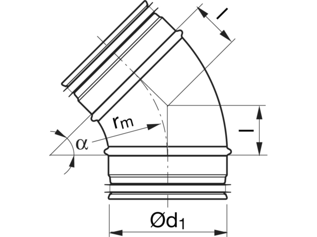 Spiralrohrbogen 45° 150 mm - BU-V