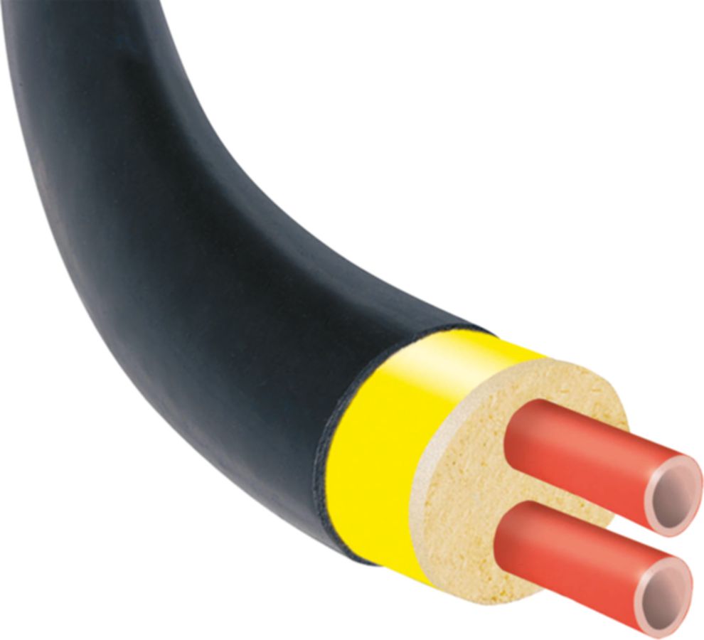ISOPEX-Doppelrohr Fernwärmeleitung 3/4" - H-25+25v/DN20+20 Rohr AD110mm Heizung