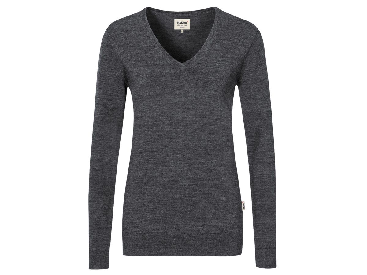 Women V-Pullover Merino-Wool - 315 dark-grey-melange