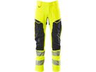 Hose mit Knietaschen, Stretch, Gr. 82C44 - hi-vis gelb/schwarz, 92% PES/8%EL