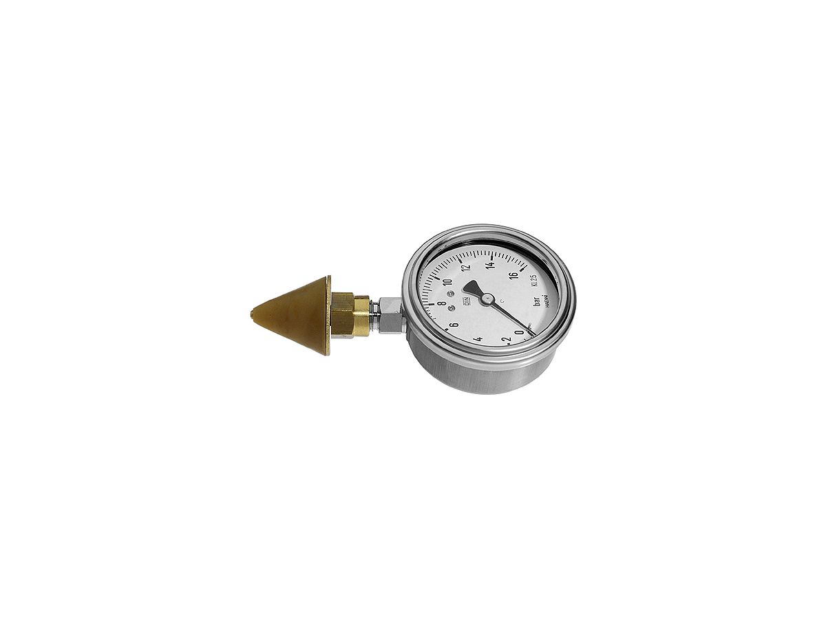 Druckprüfmanometer mit Gummikonus für - d5-25mm / 0-16bar   HAENNI0121.0040N