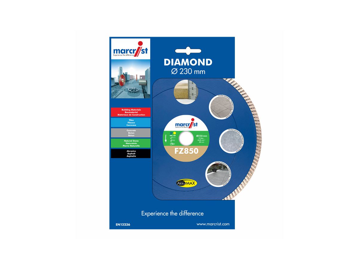 Diamanttrennscheibe FZ 850 ø125x22.2 mm - Marcrist, Feinsteinzeugplatten 20-30 mm