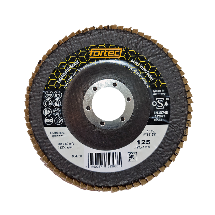 Fächerschleifscheibe Fortec 125mm - Zirkon, Pak. à 10 Stk.