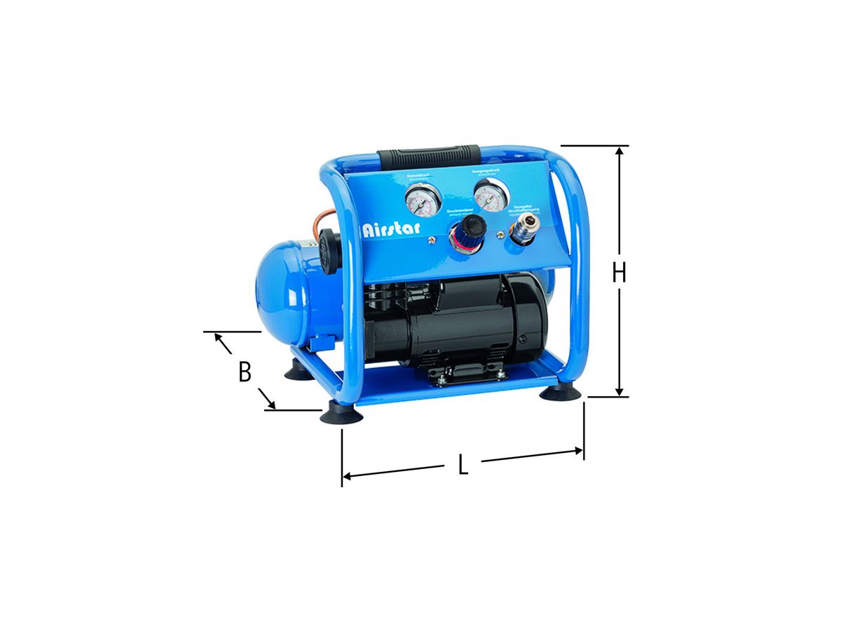 Kompressor ölfrei, Anschluss 230V - Betriebsdruck max. 10 bar