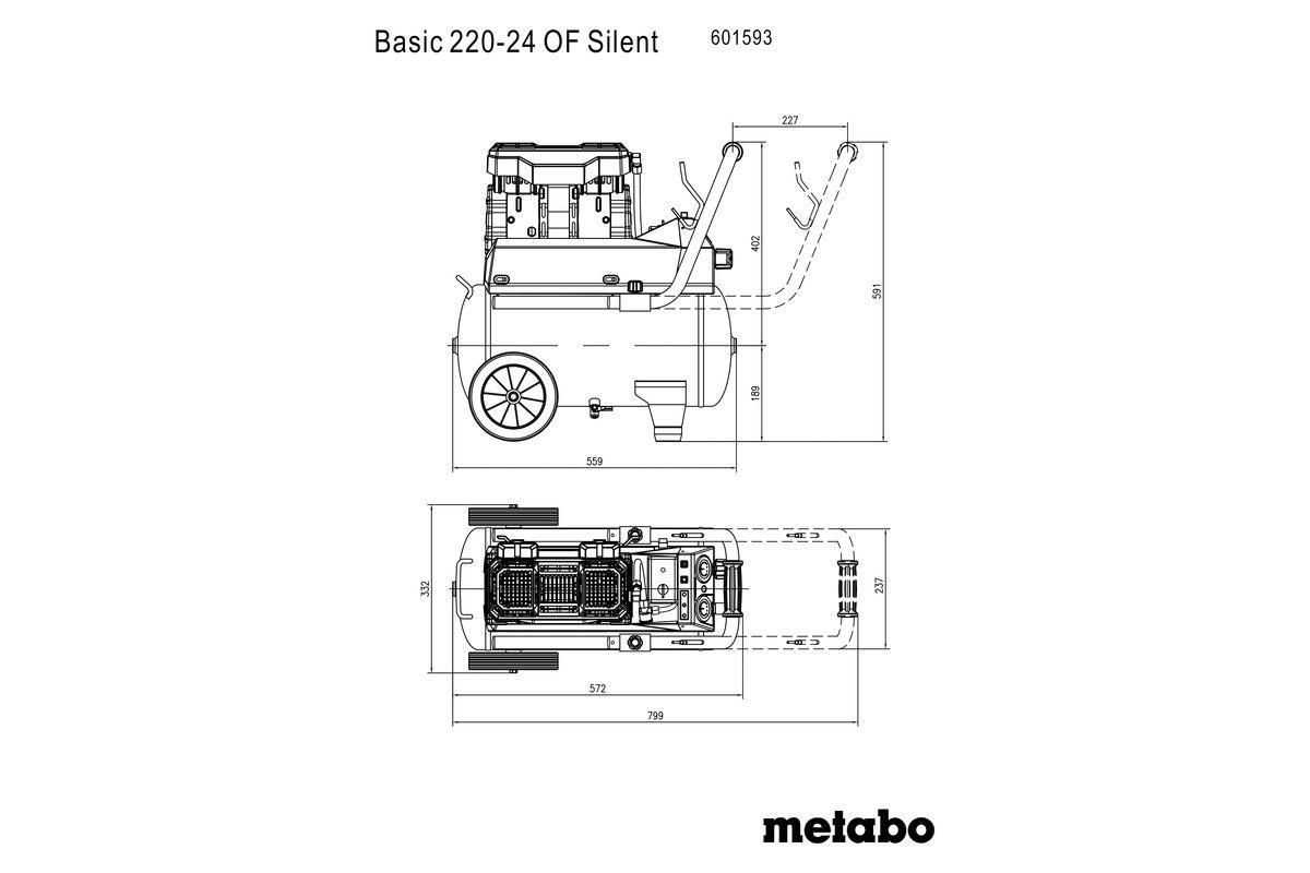 Kompressor Basic 220-24 OF Silent - im Karton, Extrem Leise,Metabo