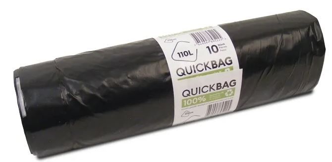Kehrichtsack 110 Liter 0.050 mm schwarz - 10 Säcke pro Rolle, mit Zugband.