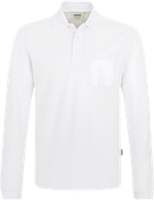 Longsleeve-Pocket-Polosh. Top 2XL weiss - 100% Baumwolle, 200 g/m²