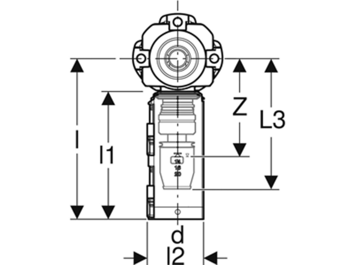 PushFit Anschlussdose 90°, 20-1/2"