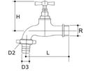 Auslaufventil mit Schlauchverschraubung - Me/ungeschliffen Knebelgriff 1/2" PN 10