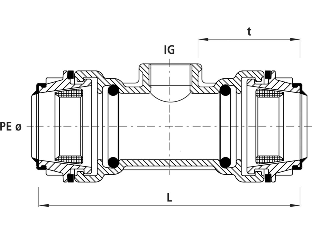 Steckfitting-T-Stück Hawle, schlaufbar