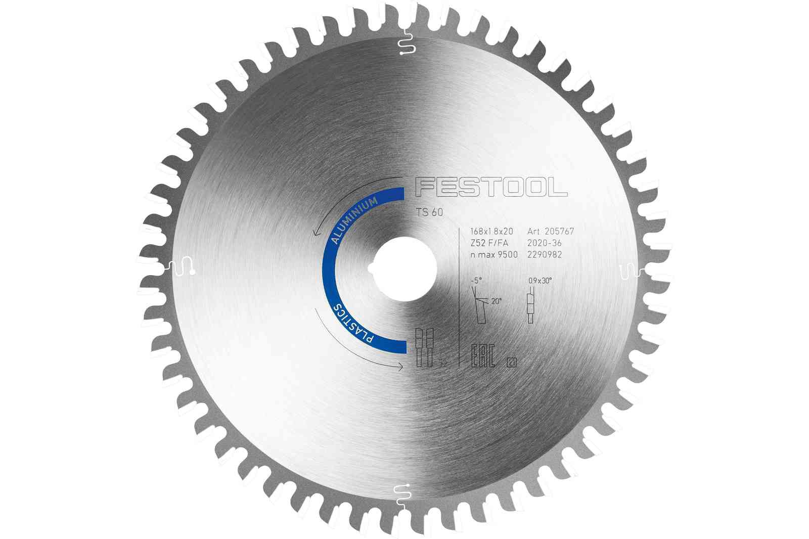 Kreissägeblatt Festool für Alu/Epoxy - HW 168x1.8x20 F/FA52