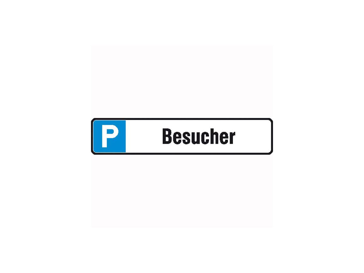 Parkplatzschild Alu "Besucher" - weiss einbrennlackiert 460x110x2.0 mm