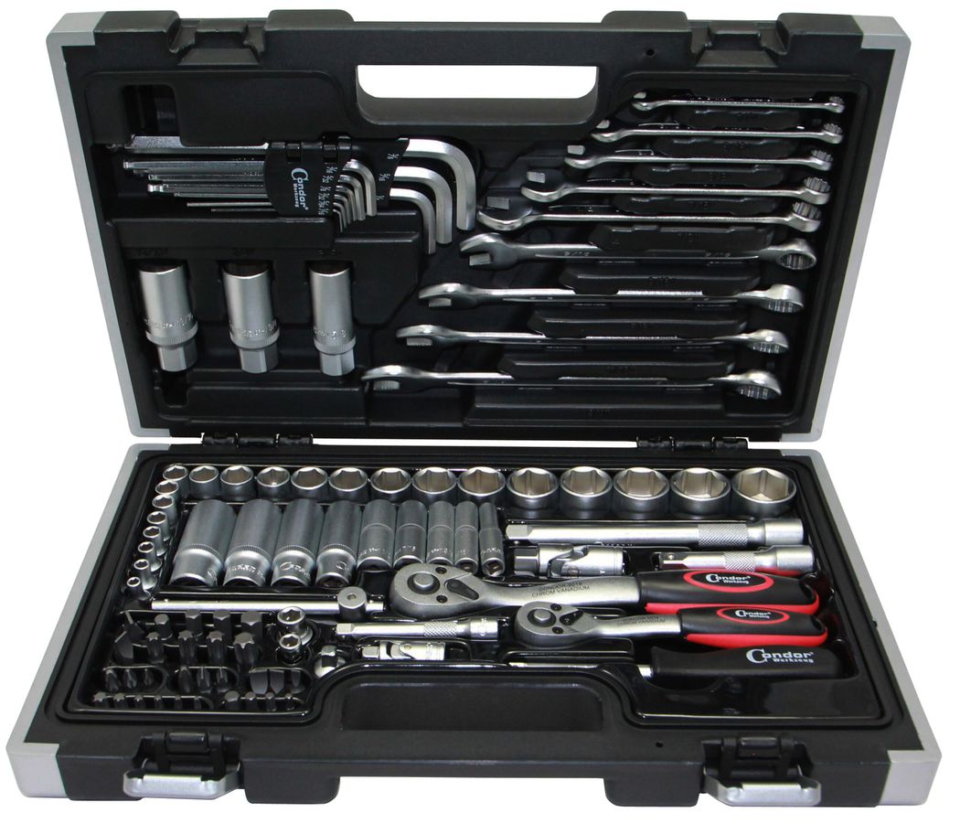 Steckschlüssel-Satz 1/4"+3/8" 92-tlg - im Kunststoffk. Zollabmessungen, Condor