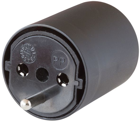 FIX-Adapter DE auf CH schwarz 230V - 3-polig Konturenstecker CEE7