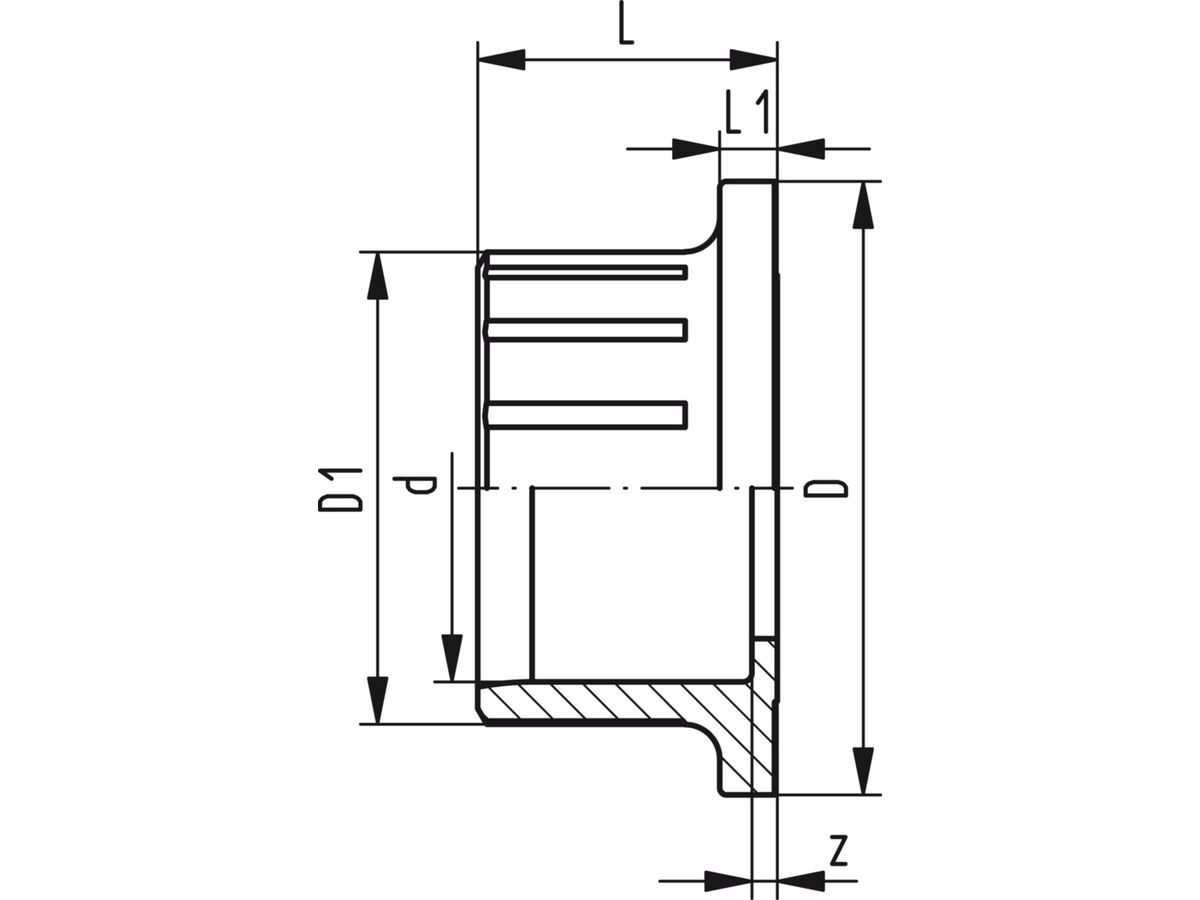 Anschl Teil  PVC-U d50 DN40 - mit Klebemuffen metrisch