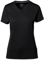 Cotton Tec Damen V-Shirt, Gr. 2XL - schwarz