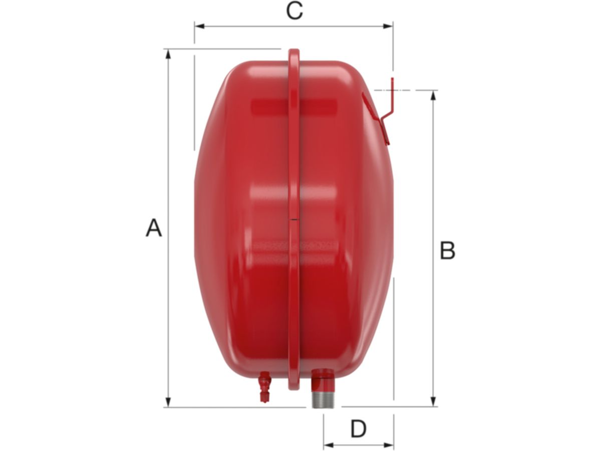 Druckausdehnungsgefäss P35 Vordr.1.0 bar - Wasseranschluss unten 3/4"