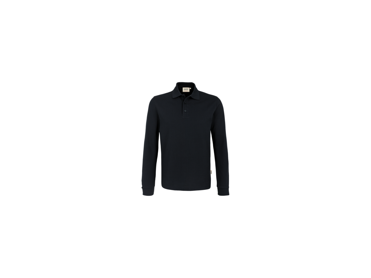 Longsleeve-Poloshirt Perf. L schwarz - 50% Baumwolle, 50% Polyester, 220 g/m²