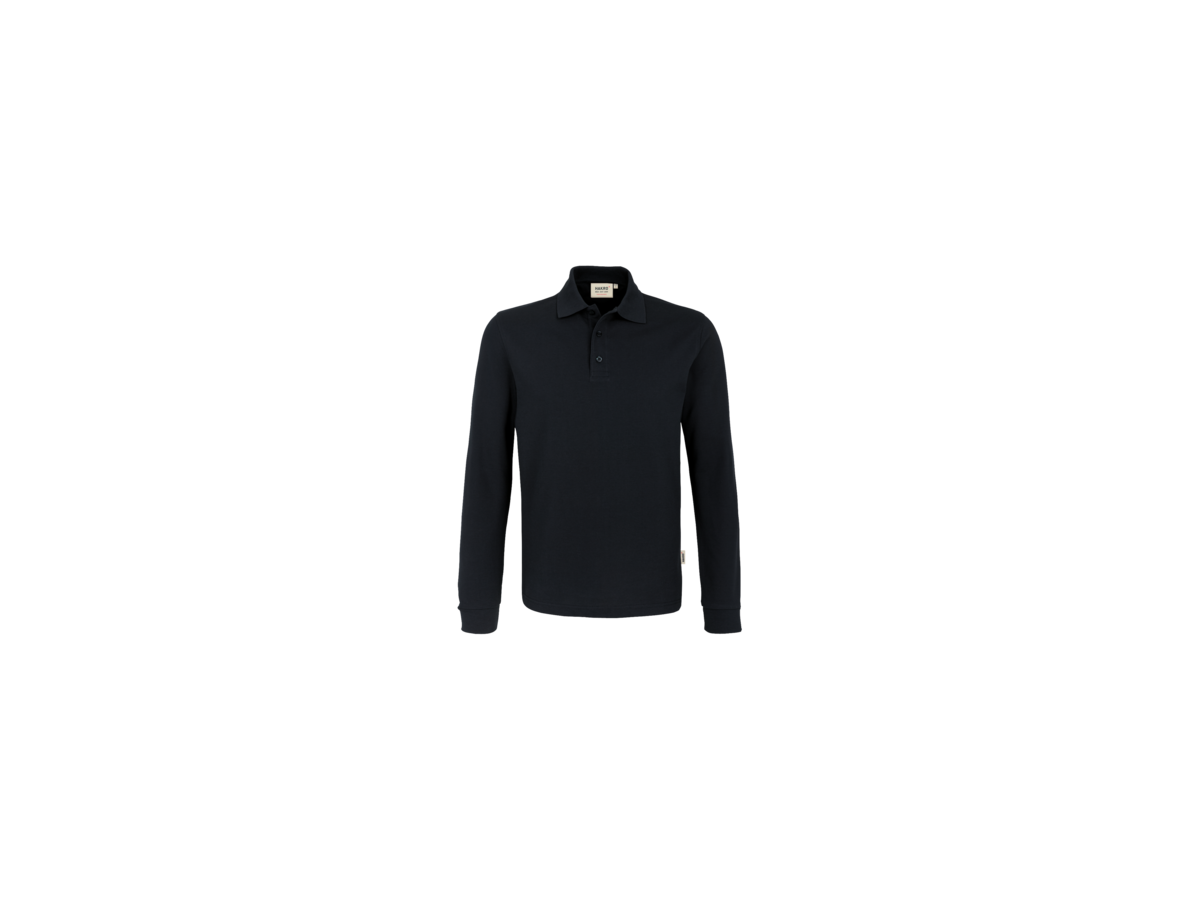Longsleeve-Poloshirt Perf. XL schwarz - 50% Baumwolle, 50% Polyester, 220 g/m²