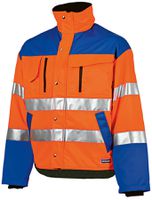 Winterjacke Warnschutz - leuchtorange/blau, mit Reflexstreifen