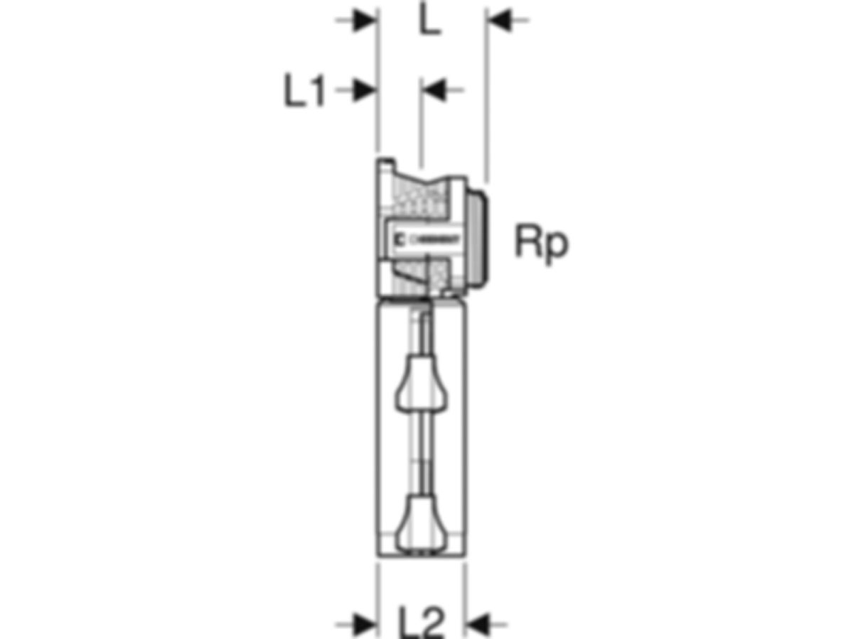 Geberit Anschlussdosen 90° mit MasterFix - Rp 1/2 Zoll / d Ø 16 mm