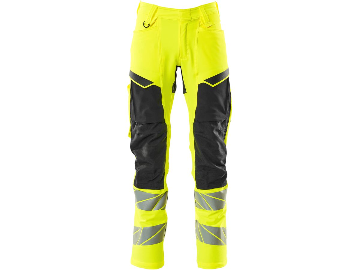 Hose mit Knietaschen, Stretch, Gr. 82C54 - hi-vis gelb/schwarz, 92% PES/8%EL