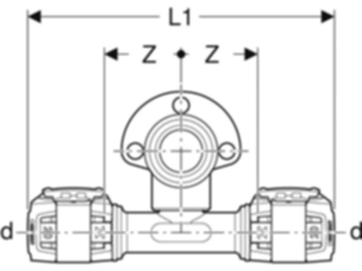 T-Anschlusswinkel 90° abgesetzt - GEBERIT FlowFit