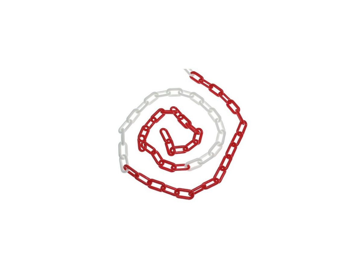 Kunststoffkette Ø 8mm Glieder 49/29mm - Bnd. à 25m  rot/weiss